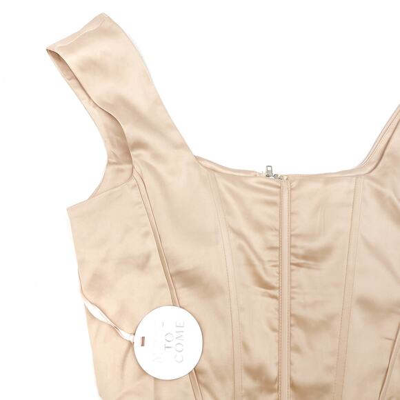 More to Come Melany Corset Top Blush Cream Satin Boned Sz M‎ Crop - Picture 4 of 8